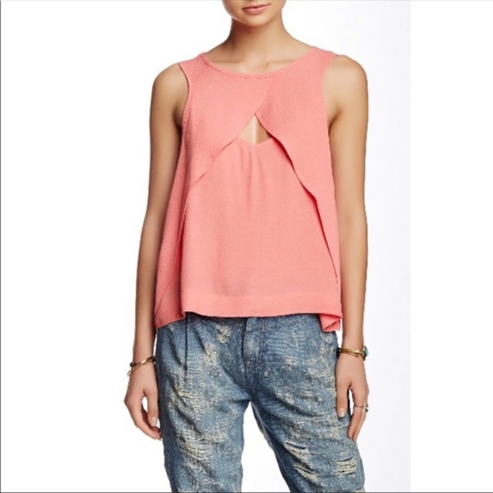 Free People Sz S Coral Look Through Top Sleeveless